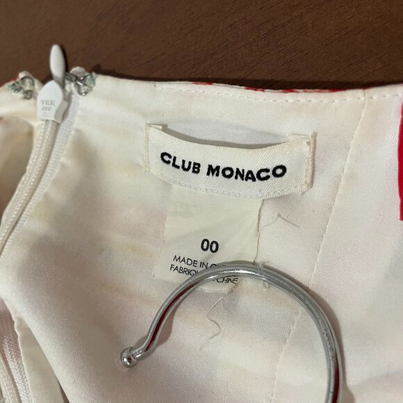 Club Monaco Red White Toile Pleated Dress (Size 00) - Picture 3 of 5